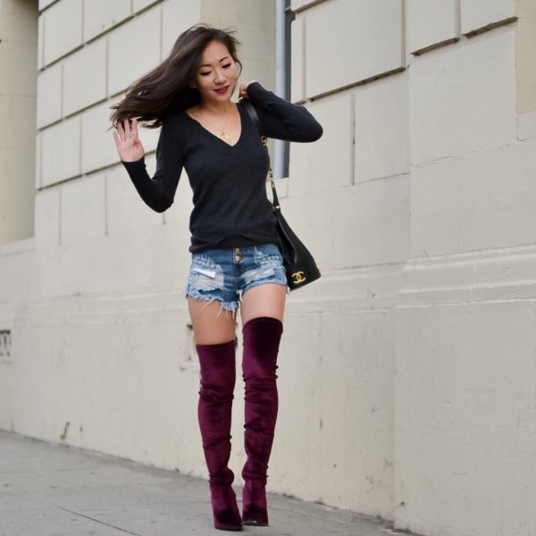 skater dress with thigh high boots