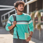 Indian student goes to first lesson