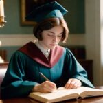 pikaso_texttoimage_35mm-film-photography-Female-scholar-with-short-br